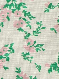 'Francoise Floral' Grasscloth Wallpaper By Clare V. - Pink -Wallpaper Store Wallshoppe Grasscloth Francoise Floral Wallpaper Detail