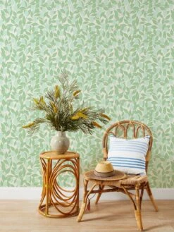 'Lemons' Grasscloth Wallpaper By Nathan Turner - Green