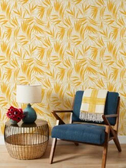 'Majesty Palm' Grasscloth Wallpaper By Wallshoppe - Gold