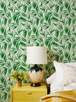'Majesty Palm' Grasscloth Wallpaper By Wallshoppe - Green
