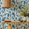 'Majesty Palm' Grasscloth Wallpaper By Wallshoppe - Navy -Wallpaper Store Wallshoppe Grasscloth Majesty Palm Wallpaper Navy RS