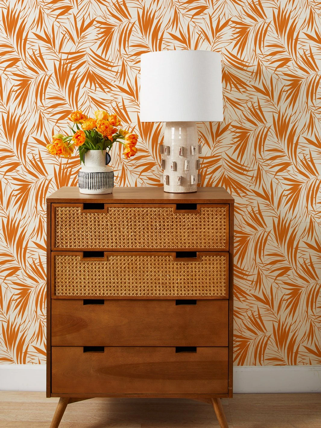 'Majesty Palm' Grasscloth Wallpaper By Wallshoppe - Terracotta 3 'Majesty Palm' Grasscloth Wallpaper By Wallshoppe - Terracotta