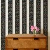 'Montaigne Stripe' Grasscloth Wallpaper By Carly Beck - Black