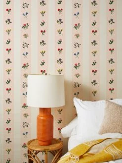'Montaigne Stripe' Grasscloth Wallpaper By Carly Beck - Peach