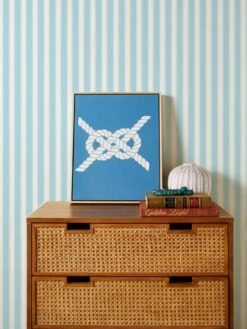 'Ojai Stripe' Grasscloth Wallpaper By Wallshoppe - Baby Blue