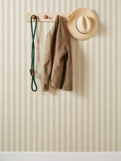 'Ojai Stripe' Grasscloth Wallpaper By Wallshoppe - Iced Chai