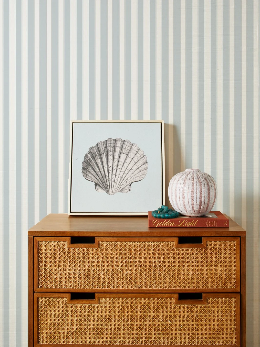 'Ojai Stripe' Grasscloth Wallpaper By Wallshoppe - Silver 3 'Ojai Stripe' Grasscloth Wallpaper By Wallshoppe - Silver