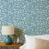 'Orchard Leaves' Grasscloth Wallpaper By Wallshoppe - Blue -Wallpaper Store Wallshoppe Grasscloth Orchard Leaves Wallpaper Blue RS