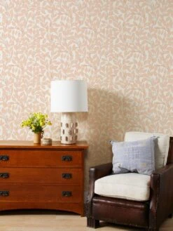 'Orchard Leaves' Grasscloth Wallpaper By Wallshoppe - Blush