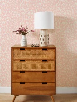 'Orchard Leaves' Grasscloth Wallpaper By Wallshoppe - Pink