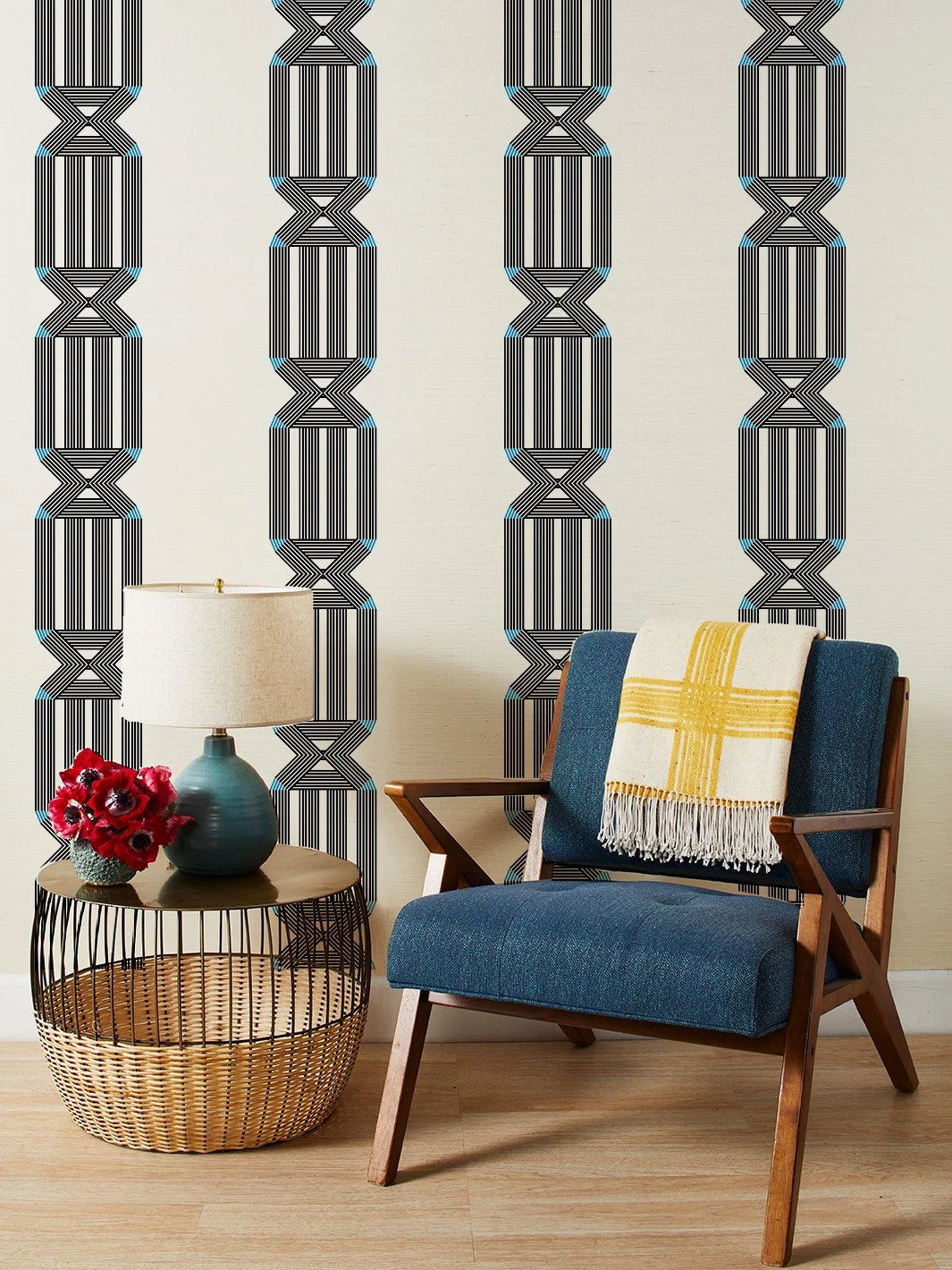 'Roman Holiday Key' Grasscloth Wallpaper By Barbie™ - Black