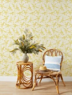 'Sweet Caroline' Grasscloth Wallpaper By Wallshoppe - Yellow