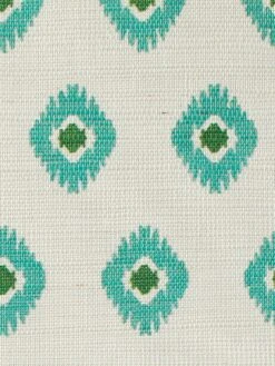 'Tangier Medallion' Grasscloth Wallpaper By Wallshoppe - Green -Wallpaper Store Wallshoppe Grasscloth Tangier Medallion Wallpaper Green Detail