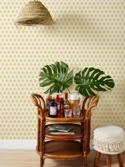 'Tangier Medallion' Grasscloth Wallpaper By Wallshoppe - Yellow