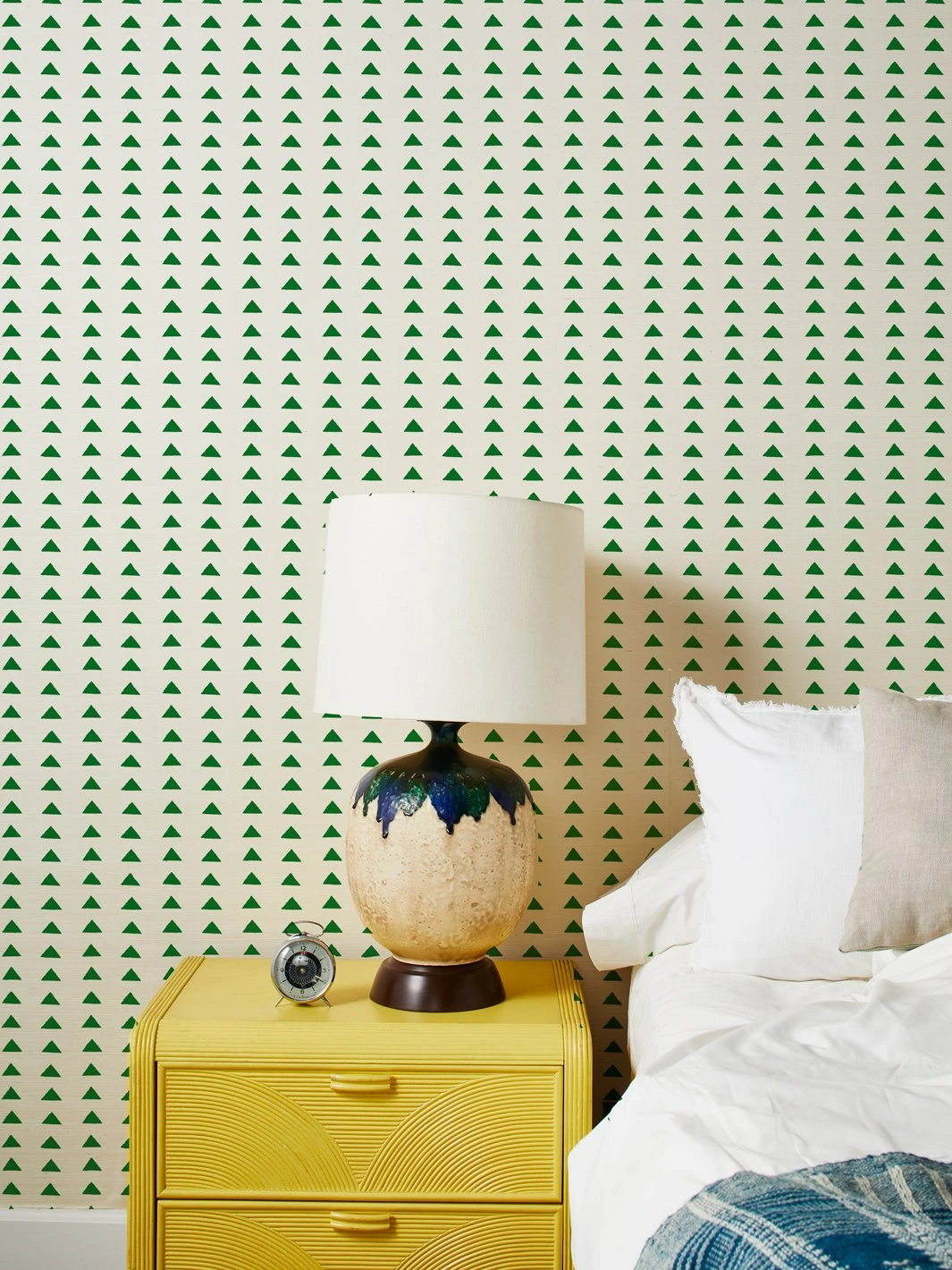 'Triangles' Grasscloth Wallpaper By Nathan Turner - Green