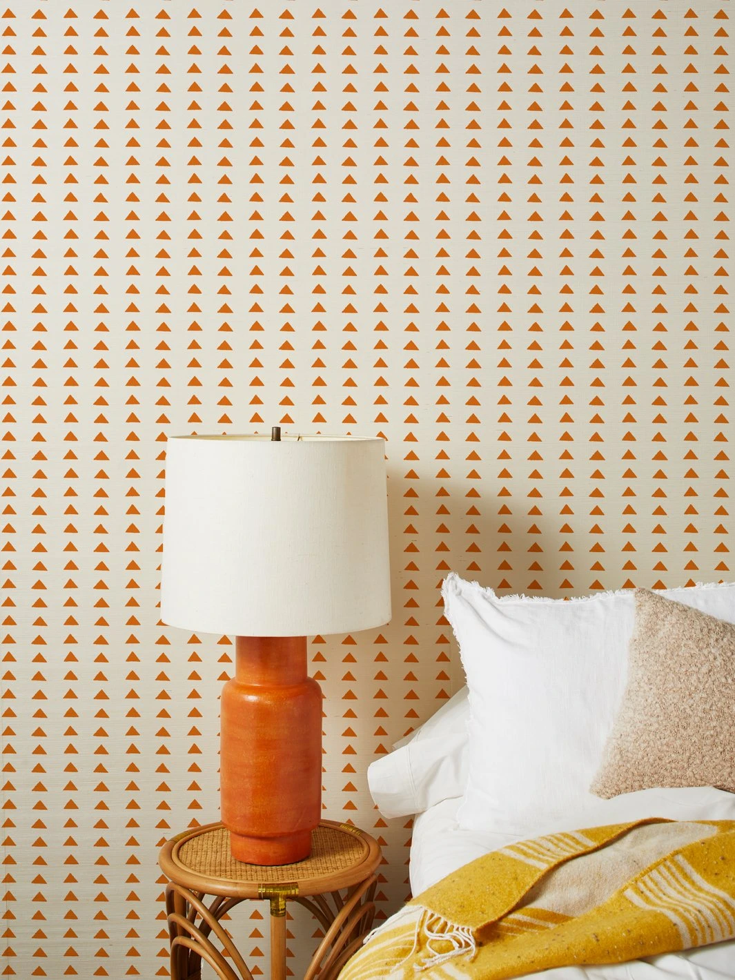 'Triangles' Grasscloth Wallpaper By Nathan Turner - Terracotta 3 'Triangles' Grasscloth Wallpaper By Nathan Turner - Terracotta