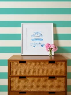 'Wide Stripe' Grasscloth Wallpaper By Wallshoppe - Calypso