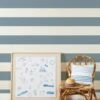 'Wide Stripe' Grasscloth Wallpaper By Wallshoppe - French Blue -Wallpaper Store Wallshoppe Grasscloth Wide Stripe Wallpaper French Blue RS