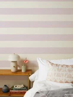 'Wide Stripe' Grasscloth Wallpaper By Wallshoppe - Lavender