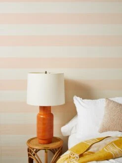 'Wide Stripe' Grasscloth Wallpaper By Wallshoppe - Peach