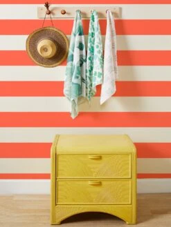 'Wide Stripe' Grasscloth Wallpaper By Wallshoppe - Persimmon