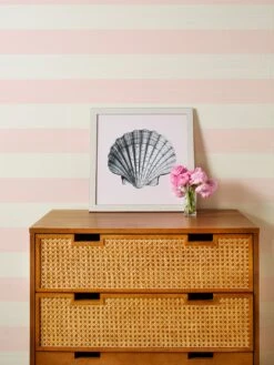 'Wide Stripe' Grasscloth Wallpaper By Wallshoppe - Ballet Slipper