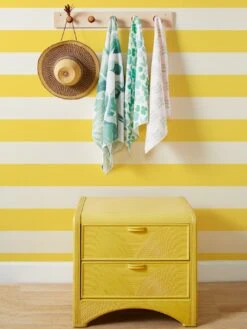 'Wide Stripe' Grasscloth Wallpaper By Wallshoppe - Yellow