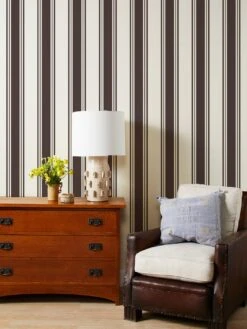 'Yorkshire Stripe' Grasscloth Wallpaper By Wallshoppe - Chocolate