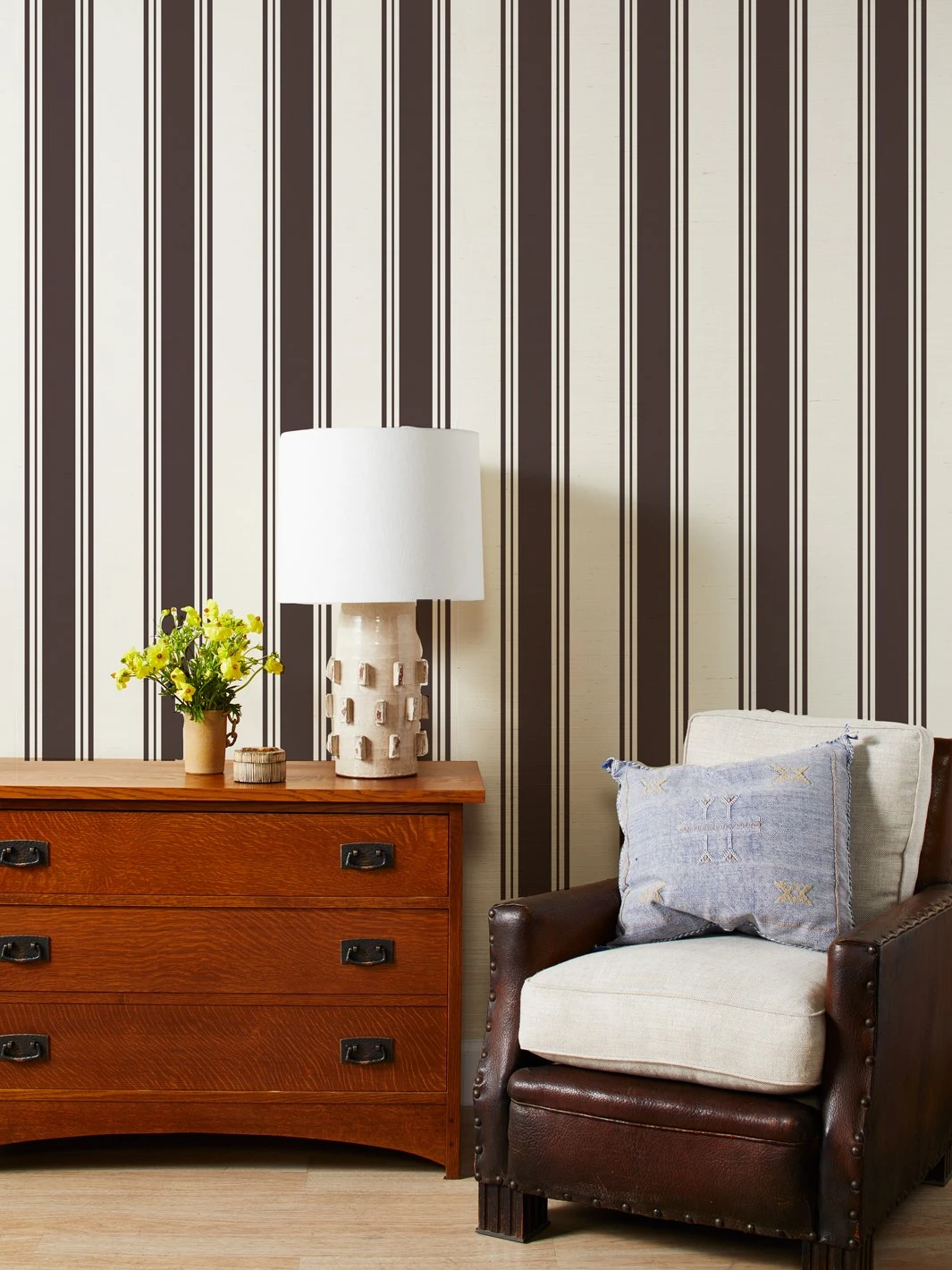 'Yorkshire Stripe' Grasscloth Wallpaper By Wallshoppe - Chocolate 3 'Yorkshire Stripe' Grasscloth Wallpaper By Wallshoppe - Chocolate