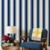 'Yorkshire Stripe' Grasscloth Wallpaper By Wallshoppe - Navy -Wallpaper Store Wallshoppe Grasscloth Yorkshire Stripe Wallpaper Navy RS