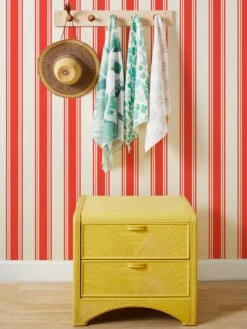'Yorkshire Stripe' Grasscloth Wallpaper By Wallshoppe - Red