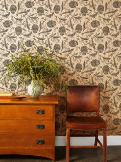 'Eleanor Rigby' Kraft' Wallpaper By Wallshoppe - Black