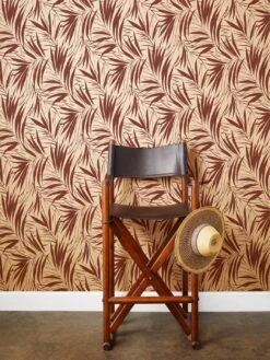'Majesty Palm' Kraft' Wallpaper By Wallshoppe - Rust