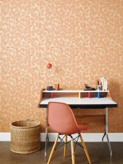 'Orchard Leaves' Kraft' Wallpaper By Wallshoppe - Blush