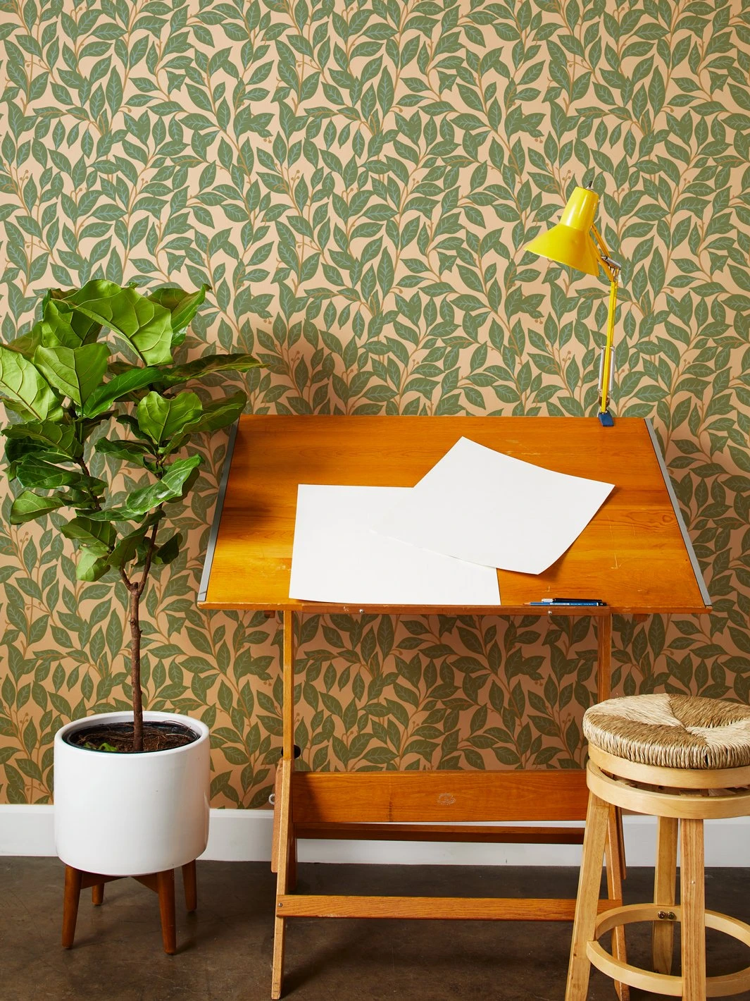 'Orchard Leaves' Kraft' Wallpaper By Wallshoppe - Green 3 'Orchard Leaves' Kraft' Wallpaper By Wallshoppe - Green