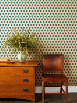 'Tangier Medallion' Kraft' Wallpaper By Wallshoppe - Blue