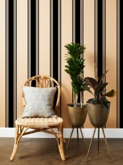 'Yorkshire Stripe' Kraft' Wallpaper By Wallshoppe - Black
