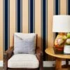 'Yorkshire Stripe' Kraft' Wallpaper By Wallshoppe - Navy