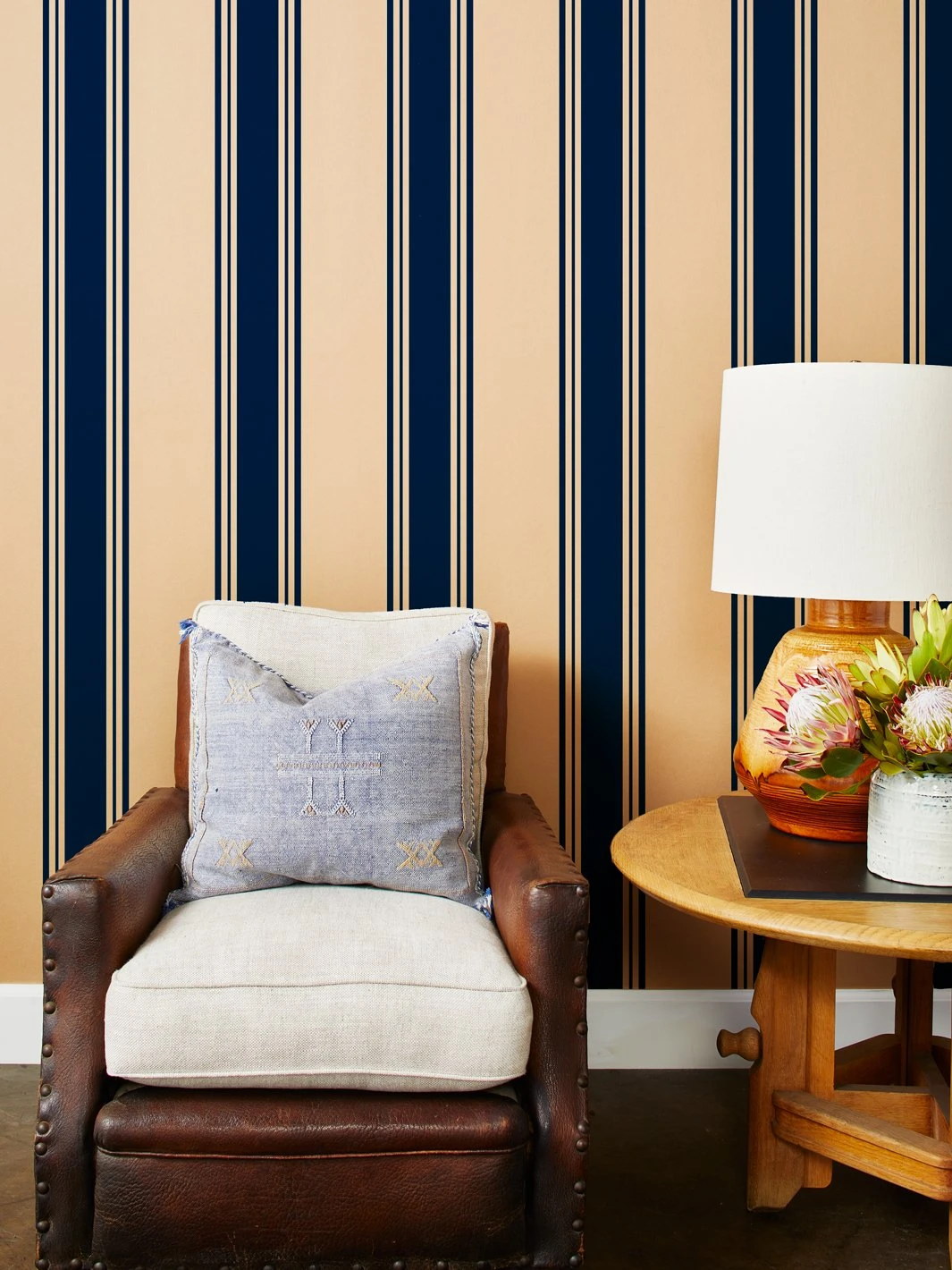 'Yorkshire Stripe' Kraft' Wallpaper By Wallshoppe - Navy 3 'Yorkshire Stripe' Kraft' Wallpaper By Wallshoppe - Navy