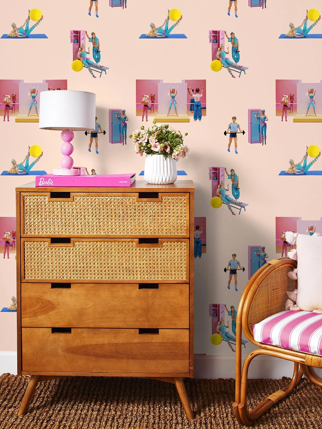 'Workout Barbie™' Wallpaper By Barbie™ - Peach - Image 2