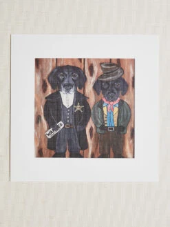 'Wanted: Wally The Kid' By Carly Beck Art Print -Wallpaper Store Wally the Kid by CAB Grasscloth Portrait Design