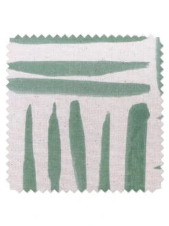 'Fabric By The Yard - Watercolor Weave Small - Green On Raw Canvas