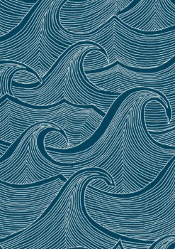 'Waves Two Tone' Wallpaper By Lingua Franca - Indigo -Wallpaper Store Waves Two Tone Wallpaper Lingua Franca Indigo Detail