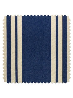 'Fabric By The Yard - Yorkshire Stripe - Navy On Raw Canvas