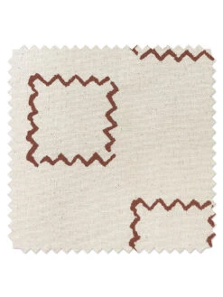 'Fabric By The Yard - Zag Squares - Rust On Raw Canvas
