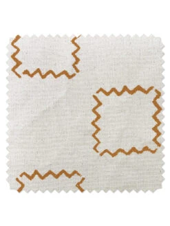 'Fabric By The Yard - Zag Squares - Terracotta On Raw Canvas