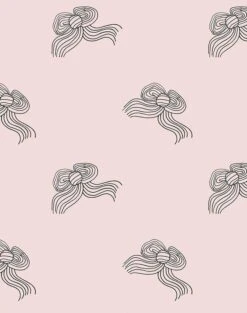 'Bows' Wallpaper By Clare V. - Charcoal Shell