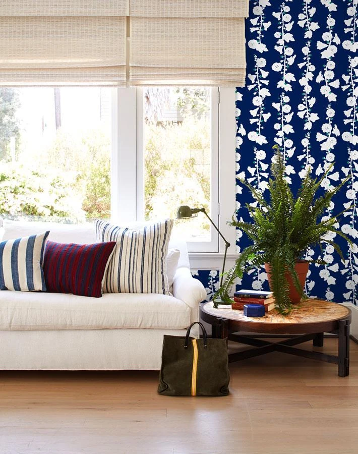 'Hollyhock' Wallpaper By Clare V. - Navy Teal 4 'Hollyhock' Wallpaper By Clare V. - Navy Teal - Image 2